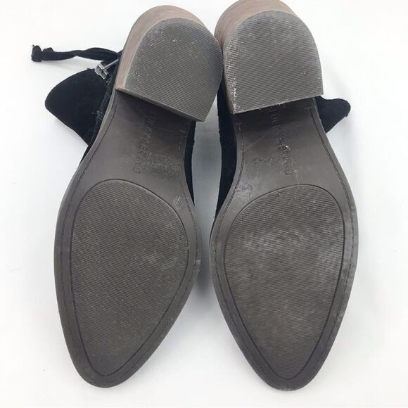 Lucky Brand RAMSES Black Suede Leather Laser Cut PointedToe Zipper Ankle Boots - Picture 16 of 16